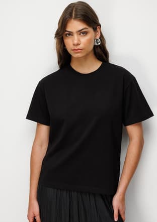 M2Mz1030180036 Kadın Siyah Bisiklet Yaka T-shirt - 1