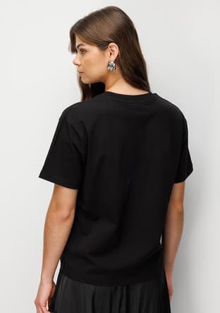 M2Mz1030180036 Kadın Siyah Bisiklet Yaka T-shirt - 2