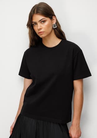 M2Mz1030180036 Kadın Siyah Bisiklet Yaka T-shirt - 3