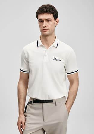 111040249 Erkek Beyaz Polo Yaka T-shirt - 1