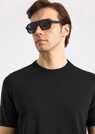 Str2013700005 Erkek Siyah Triko T-shirt - 2
