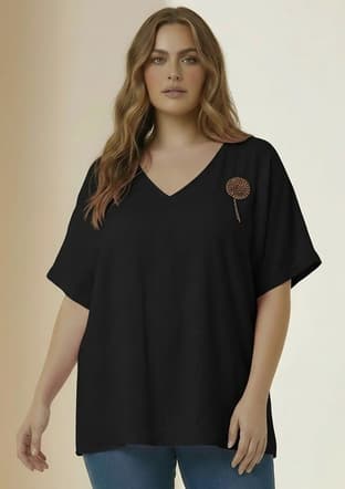 O6856 Kadın Siyah Bluz - 1