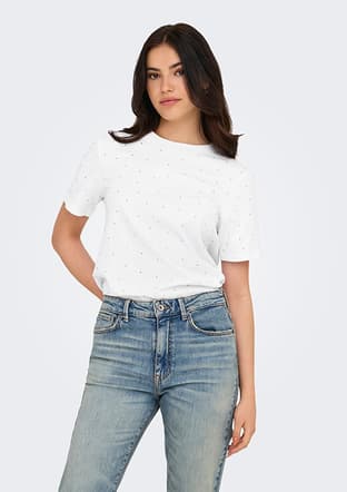 15340939 Kadın Beyaz Bisiklet Yaka T-shirt - 1