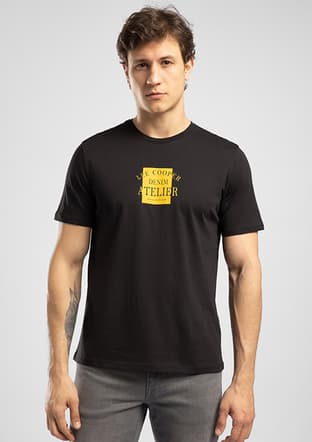 262 Lcm 242034 Erkek Siyah O Yaka T-shirt - 1