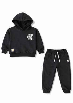 S26B1Et103 Unisex Çocuk Siyah Eşofman - 2