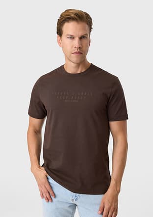 Bts1006900000 Erkek Kahverengi Bisiklet Yaka T-shirt - 2