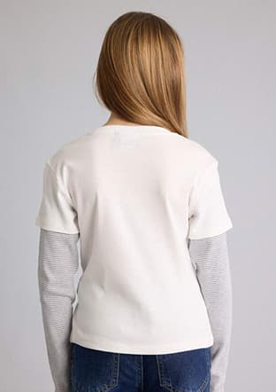 G6882A8Dfa Kız Çocuk Beyaz Uzun Kol T-shirt - 2