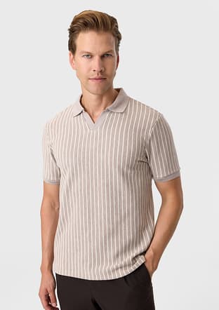 B35S10012 Erkek Bej Polo Yaka T-shirt - 2