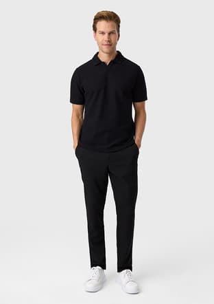 B35S10048 Erkek Siyah Polo Yaka T-shirt - 1