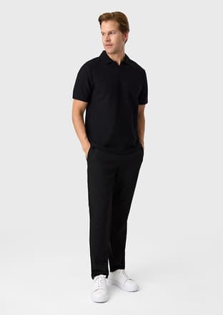 B35S10048 Erkek Siyah Polo Yaka T-shirt - 2