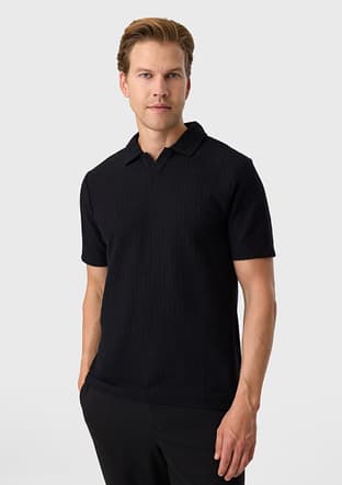 B35S10048 Erkek Siyah Polo Yaka T-shirt - 3