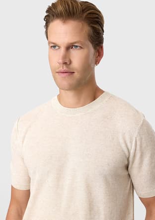 B35S40025 Erkek Bej Triko T-shirt - 3