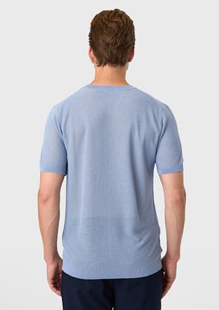 B35S40025 Erkek Mavi Triko T-shirt - 2