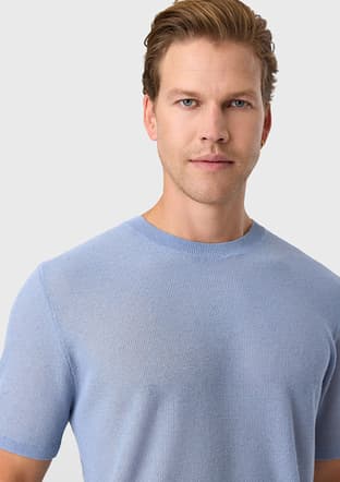 B35S40025 Erkek Mavi Triko T-shirt - 3