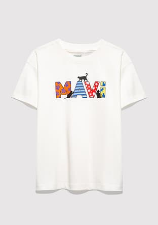 M7610426-70057 Kız Çocuk Beyaz Baskılı T-shirt - 1