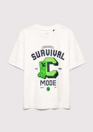M6610433-70057 Erkek Çocuk Beyaz Baskılı T-shirt - 1