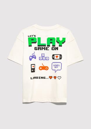 M6610421-70057 Erkek Çocuk Beyaz Baskılı T-shirt - 2