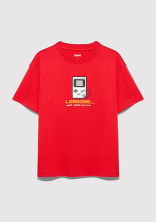 M6610416-70478 Erkek Çocuk Kırmızı Baskılı T-shirt - 1