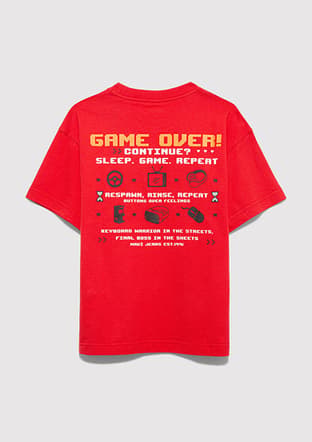 M6610416-70478 Erkek Çocuk Kırmızı Baskılı T-shirt - 2