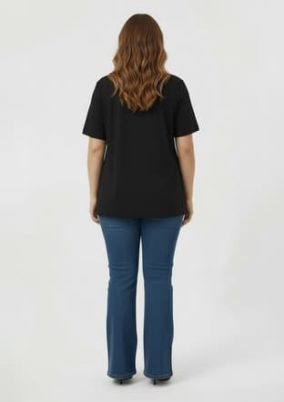 O6868 Kadın Siyah Basic T-shirt - 3
