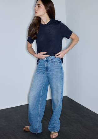 Is1260070241 Kadın Lacivert Bisiklet Yaka T-shirt - 2