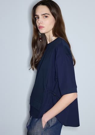 Is1260070239 Kadın Lacivert Bisiklet Yaka T-shirt - 3