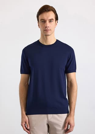 Str2013700003 Erkek Lacivert Triko T-shirt - 1