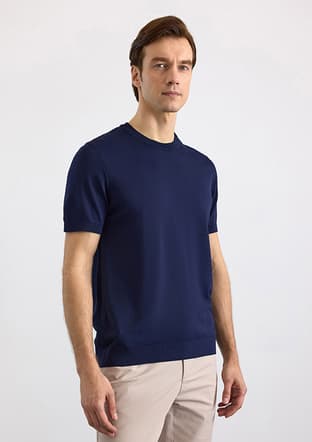 Str2013700003 Erkek Lacivert Triko T-shirt - 3
