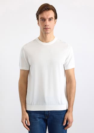 Str2013700003 Erkek Beyaz Triko T-shirt - 1