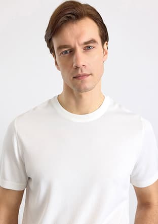 Str2013700003 Erkek Beyaz Triko T-shirt - 2