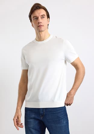 Str2013700003 Erkek Beyaz Triko T-shirt - 3