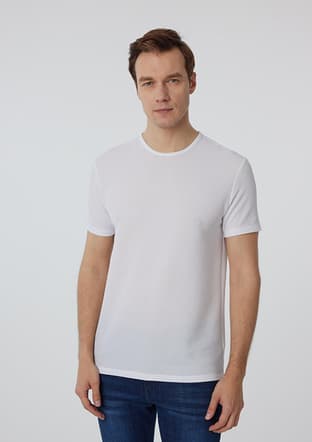 Sts1014000013 Erkek Beyaz O Yaka T-shirt - 1