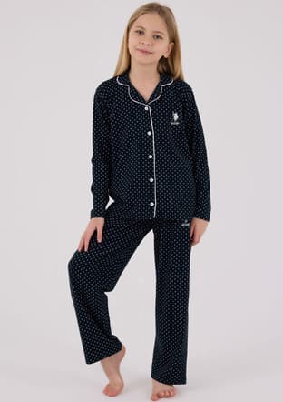 Us2327-4 Kız Çocuk Lacivert Pijama - 1
