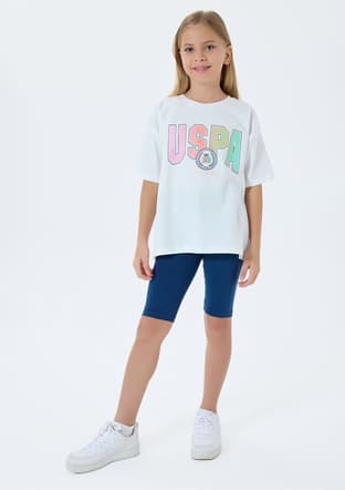 Us2517-4 Kız Çocuk Beyaz Tayt - 1