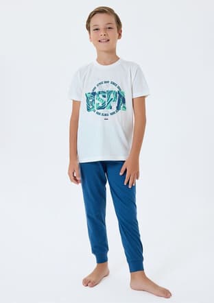 Us2413-G Erkek Çocuk Beyaz Pijama - 1