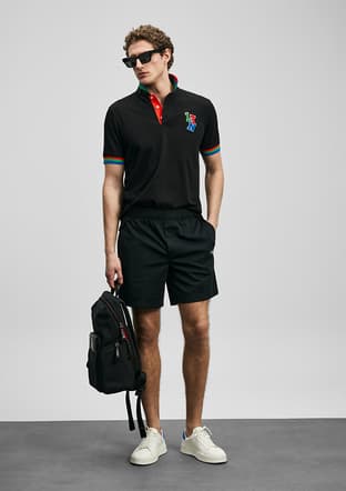 111040231 Erkek Siyah Polo Yaka T-shirt - 1