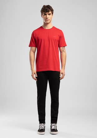 262 Lcm 242033 Erkek Kırmızı O Yaka T-shirt - 1