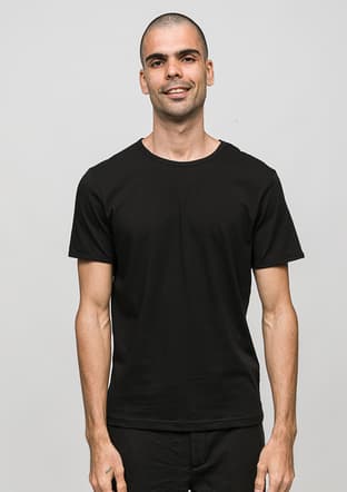 Joe46180 Erkek Siyah Bisiklet Yaka T-shirt - 1
