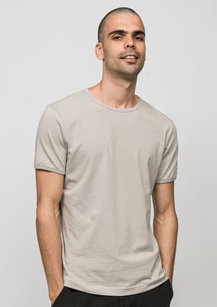 Joe46180 Erkek Gri Bisiklet Yaka T-shirt - 1
