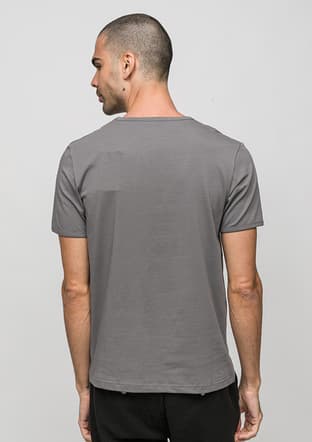 Joe46180 Erkek Gri Bisiklet Yaka T-shirt - 3