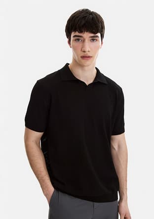 B35S40030 Erkek Siyah Triko T-shirt - 2