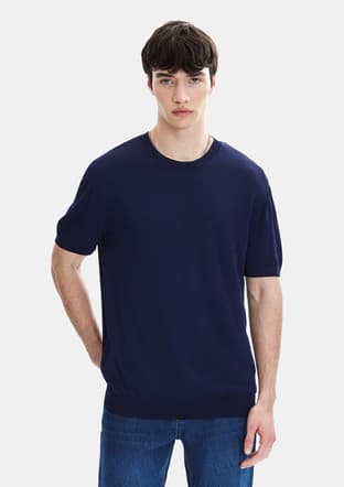 B35S40019 Erkek Lacivert Triko T-shirt - 1