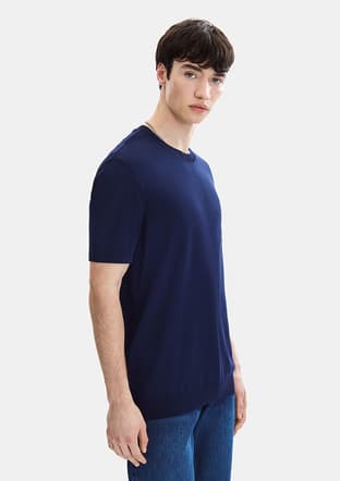 B35S40019 Erkek Lacivert Triko T-shirt - 2