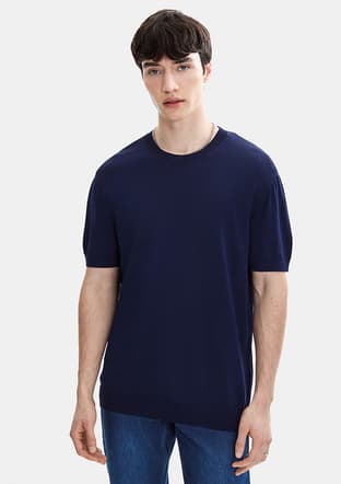 B35S40019 Erkek Lacivert Triko T-shirt - 3