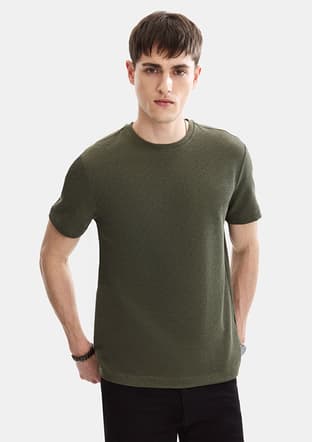 B35S10062 Erkek Yeşil Bisiklet Yaka T-shirt - 3