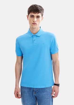 B35S10042 Erkek Mavi Polo Yaka T-shirt - 1