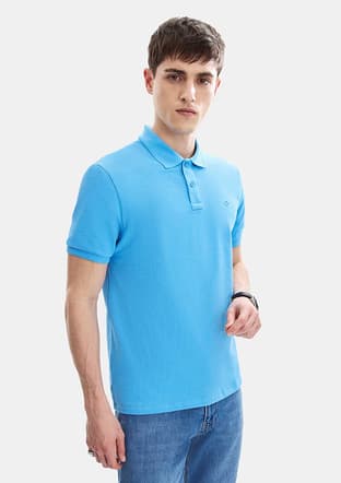B35S10042 Erkek Mavi Polo Yaka T-shirt - 2
