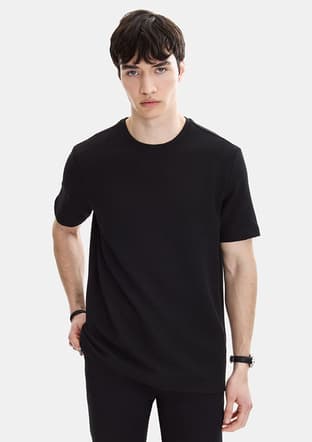 B35S10062 Erkek Siyah Bisiklet Yaka T-shirt - 2