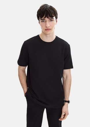 B35S10062 Erkek Siyah Bisiklet Yaka T-shirt - 3