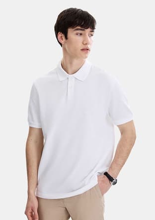 B35S10042 Erkek Beyaz Polo Yaka T-shirt - 2